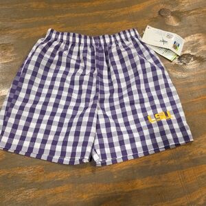 LSU Kids Purple and White Checkered Shorts